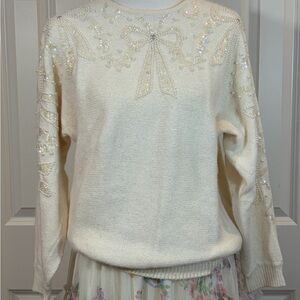 Elegant Cream Sweater with Sequin Details